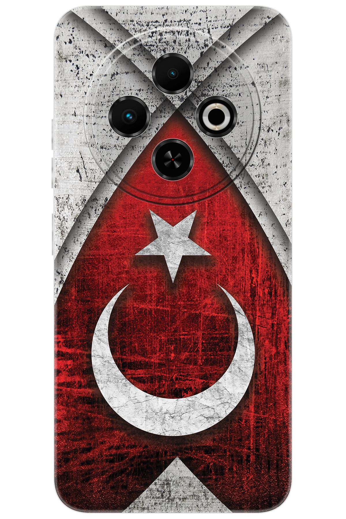TECNO Spark 30C (KL5/KL5n) Uyumlu Kılıf Desen Baskılı Silikon Türk Bayrağı Tasarım STK:380 CP-fwq0AtV