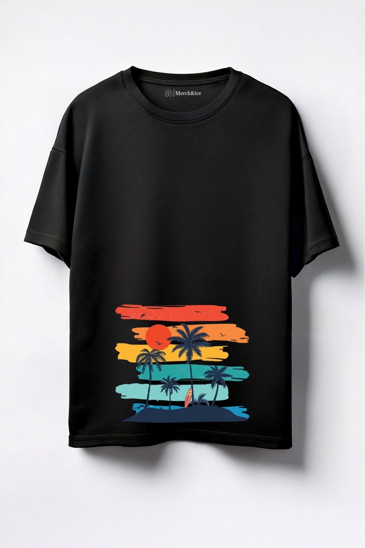 Merch&ice Renkli Tatil Baskılı Unisex Oversize T-Shirt