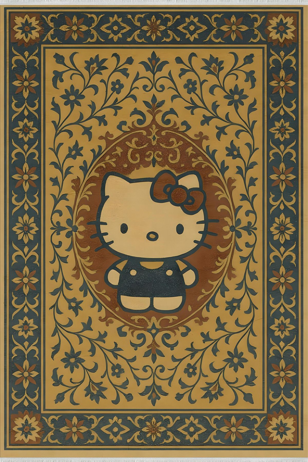 TNYLOF Hello Kitty Desenli Retro Halı – Sevimli Tasarım, Kaymaz Taban, Yıkanabilir, Bebek Dostu
