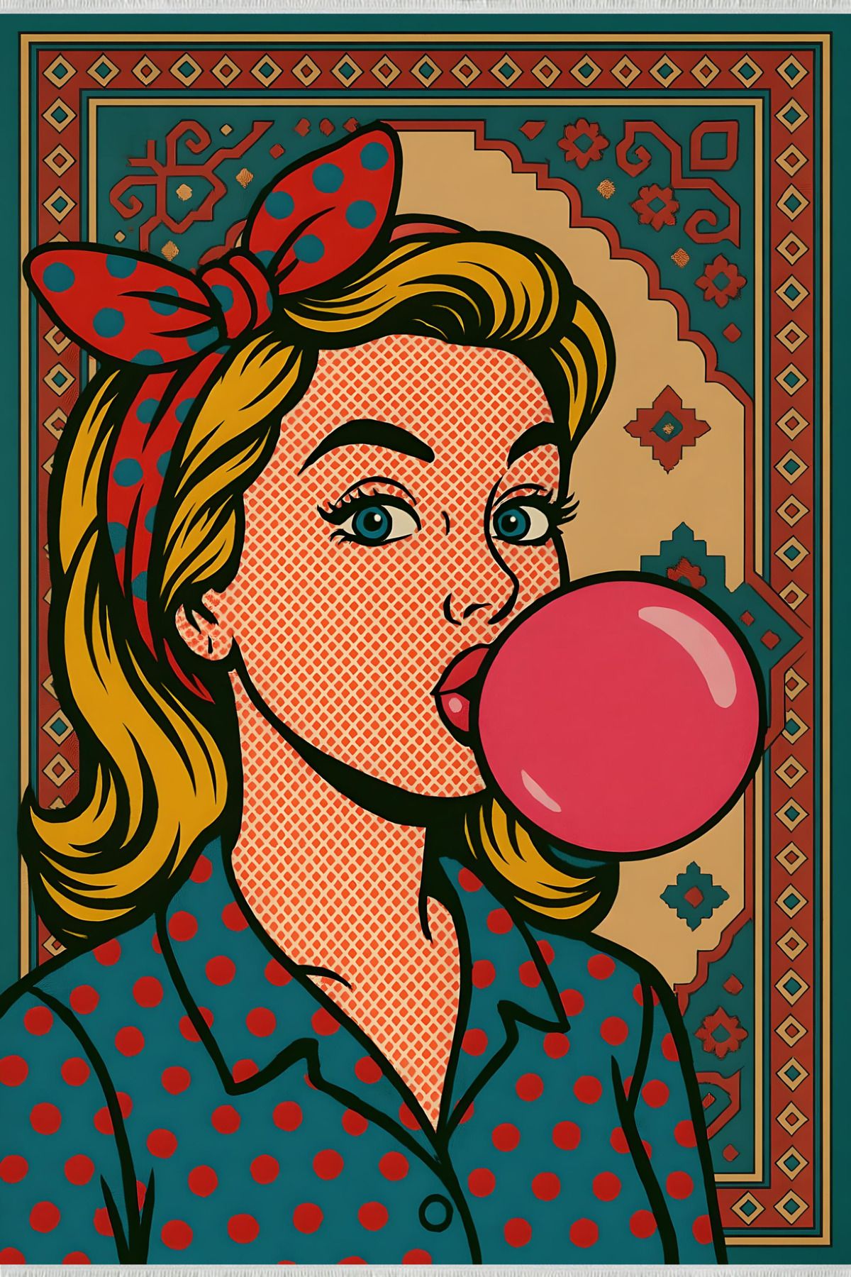 TNYLOF Retro Pop Art Halı – Renkli Sakız Temalı | Kaymaz Taban & Yıkanabilir | Modern Genç Odası Halısı
