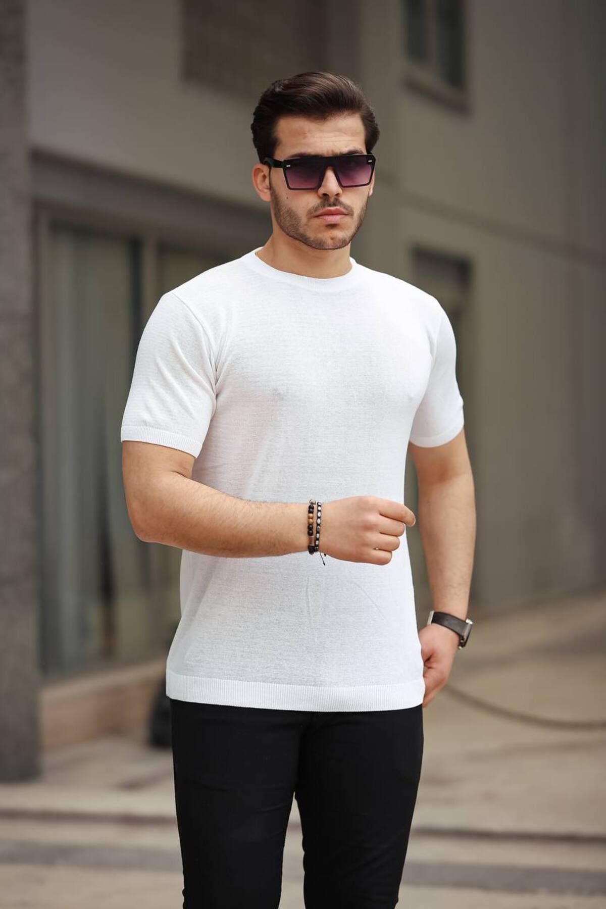 TMB Düz Triko Tişört Beyaz