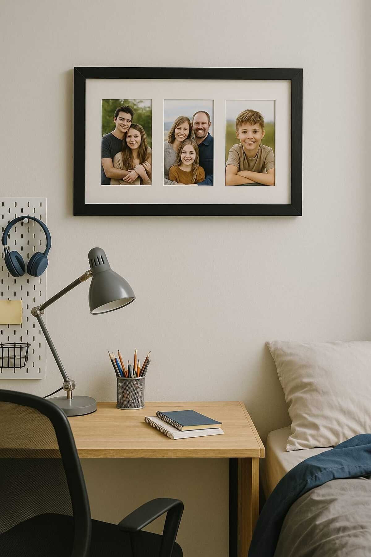 Tuğra Sanat Galerisi 3'lü Fotoğraf Çerçevesi Camlı 10x15 Kolaj Siyah Çerçeveli Paspartulu Duvara ve Masaüstüne Uygun