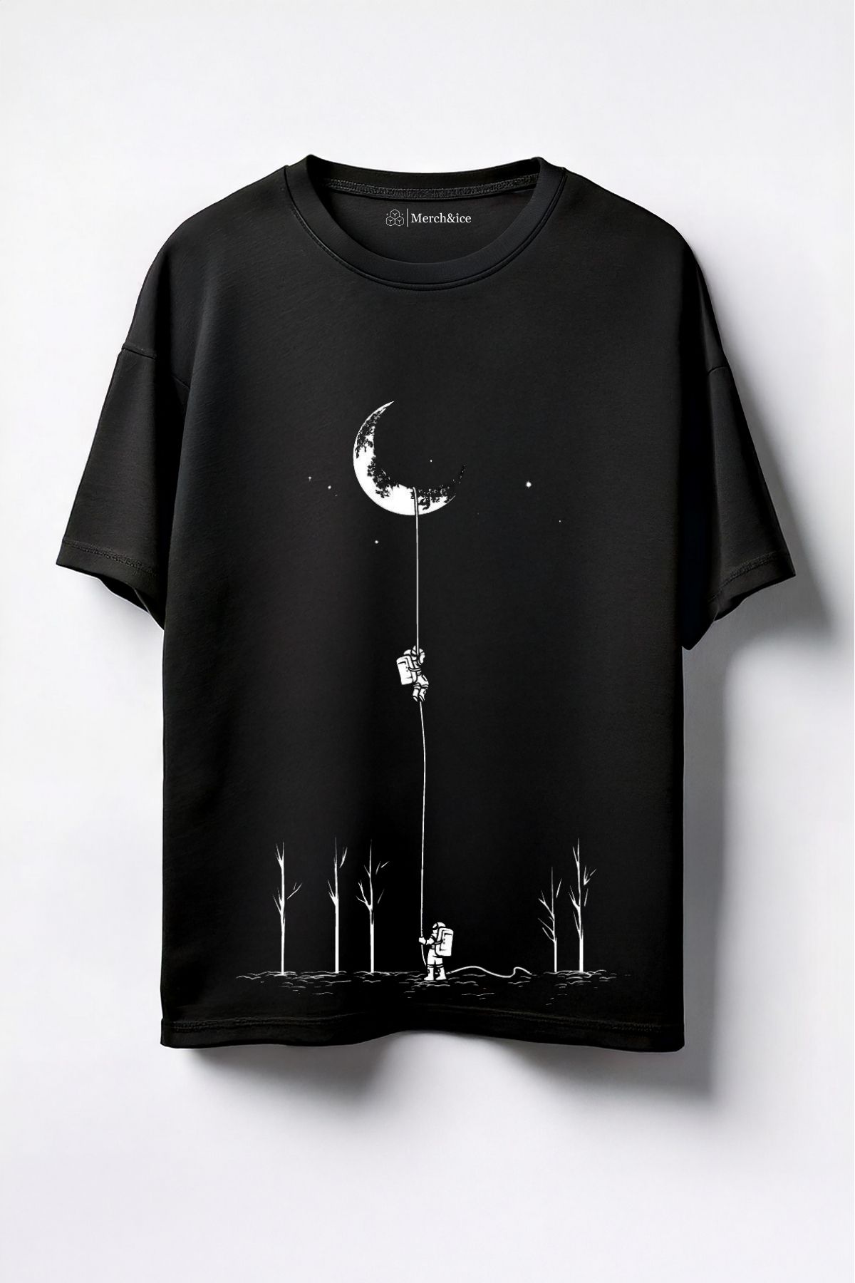 Merch&ice Aydan İnen Astronot Baskılı Unisex Oversize T-Shirt