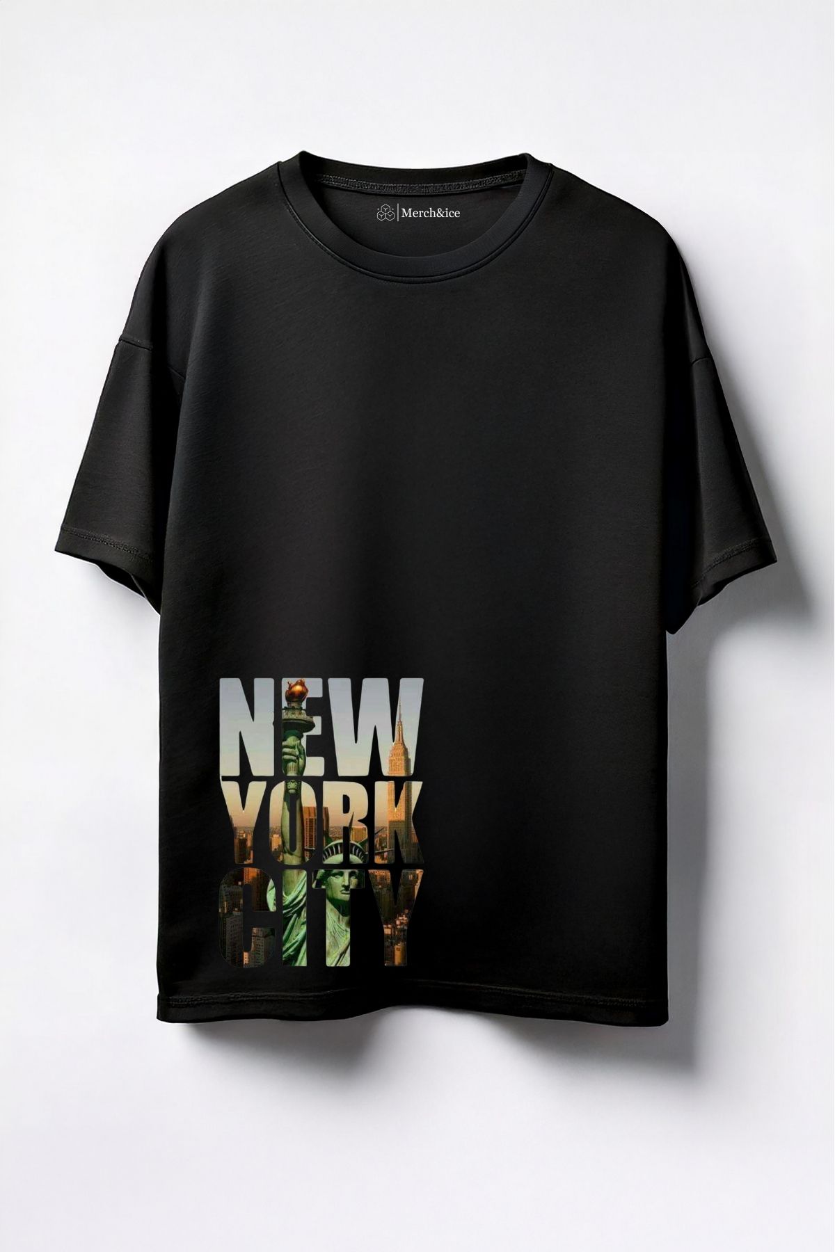 Merch&ice Alta Baskılı NewYork City Baskılı Unisex Oversize T-Shirt