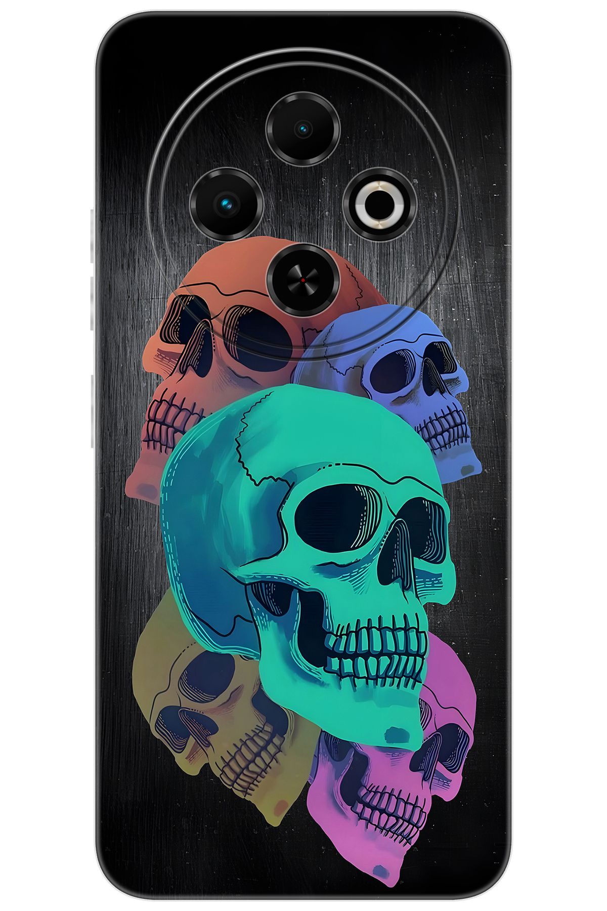 TECNO Spark 30C (KL5/KL5n) Uyumlu Kılıf Desen Baskılı Silikon Renkli Kuru Kafalar STK:712 CP-EoaN6ml