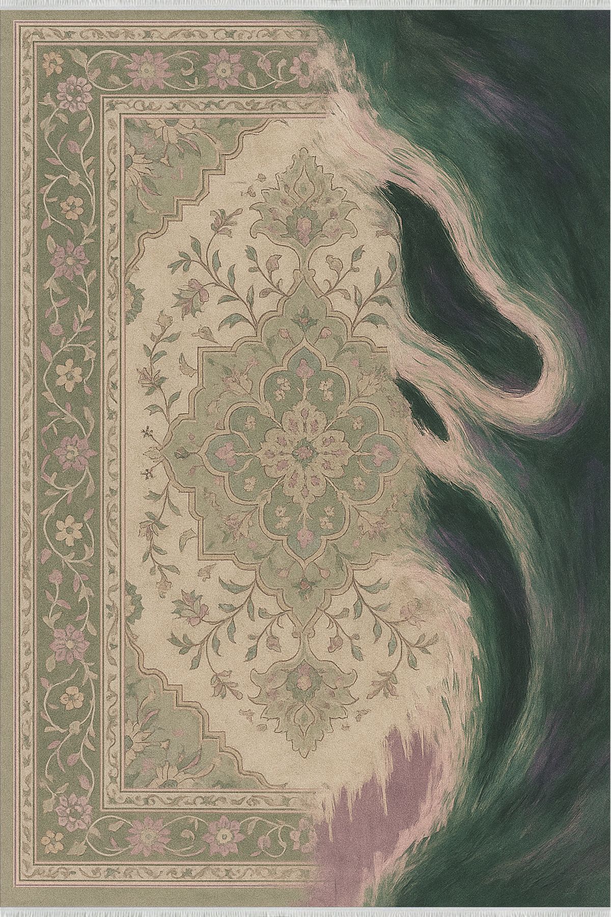 TNYLOF Dalga Desenli Retro Halı – Sanat Dokunuşlu Stil | Kaymaz Taban, Yıkanabilir, Evcil Dostu