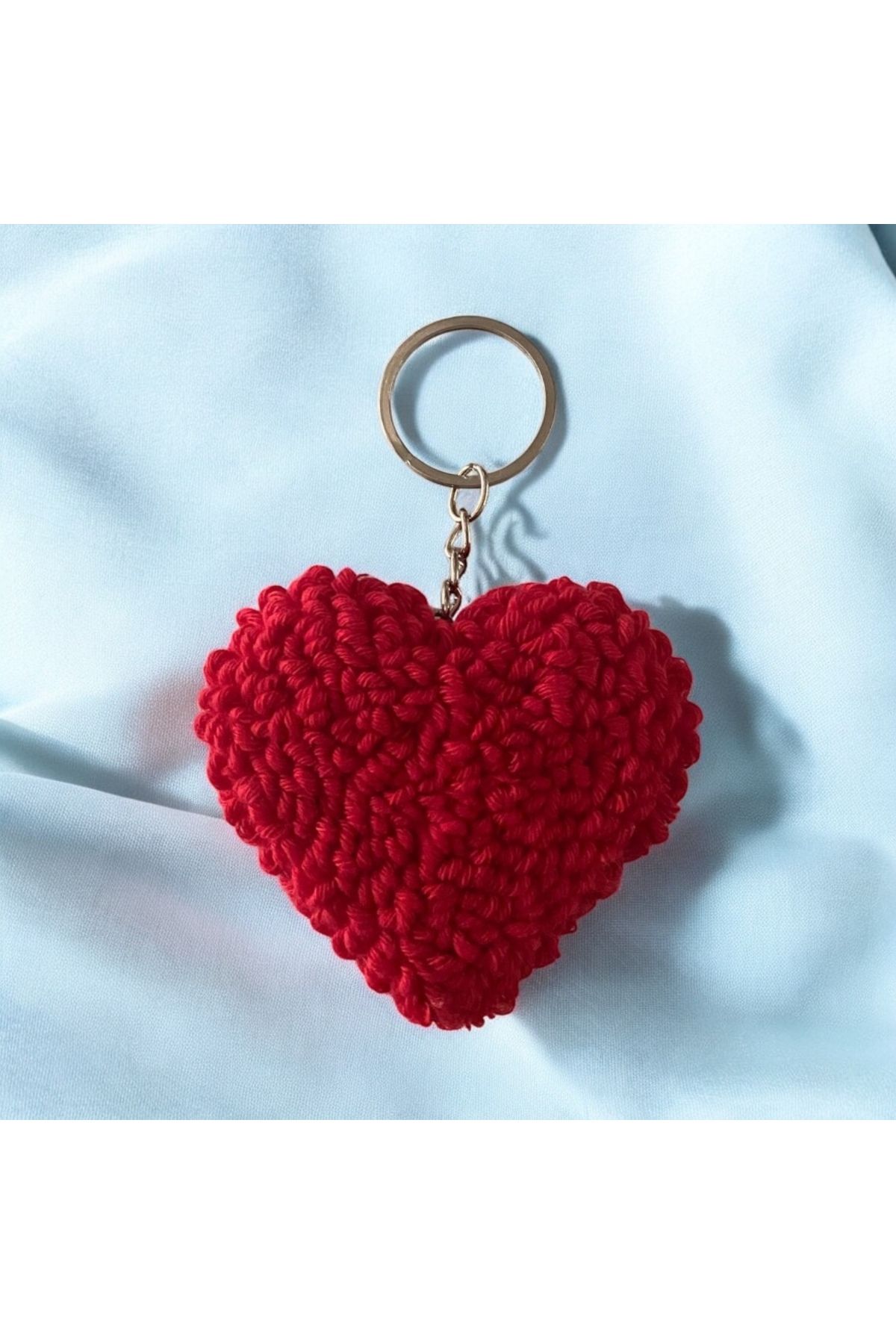 YümanınYumağı Hand Made Örgü Kırmızı Kalp Anahtarlık