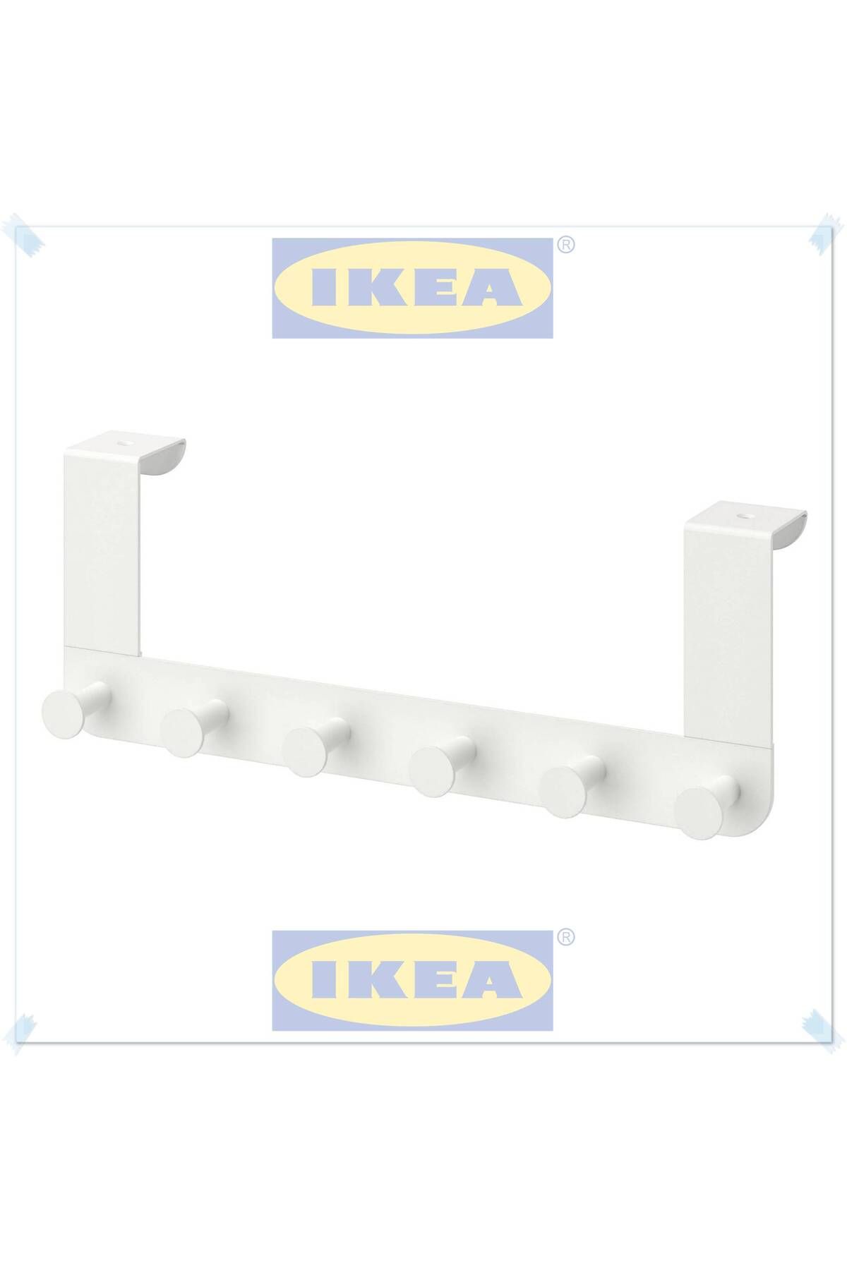 IKEA Enudden Banyo Kapı Arkası Askısı, Oda Kapı Arkası Askısı, Beyaz, 35x13 cm, 6 Bölmeli