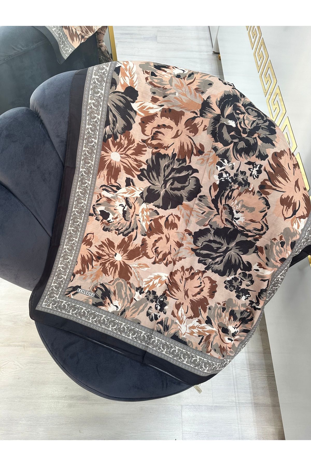 NurScarf Rose Desen Pamuk İpek Şal