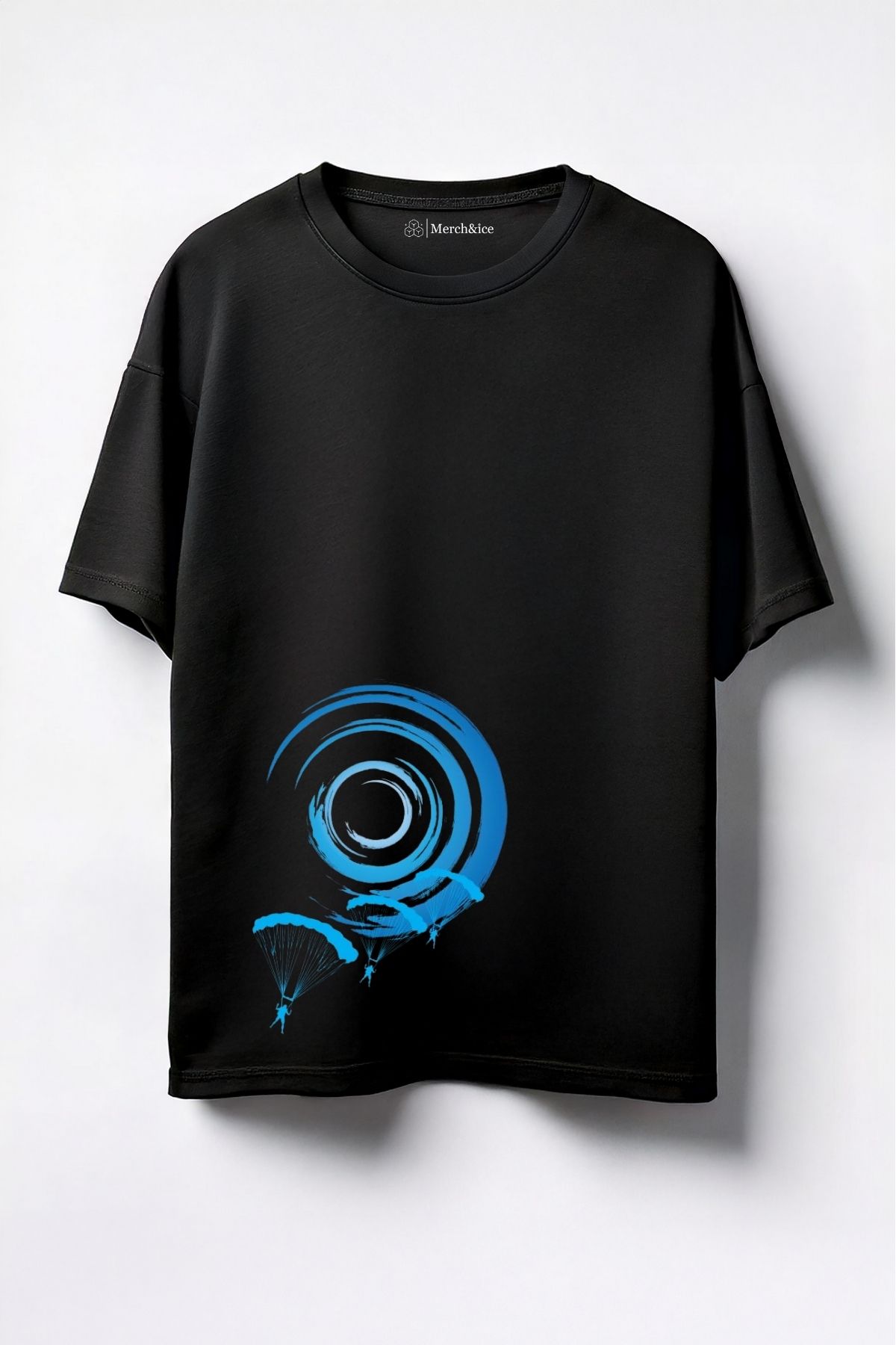 Merch&ice Göz Alan Paraşütler Baskılı Unisex Oversize T-Shirt