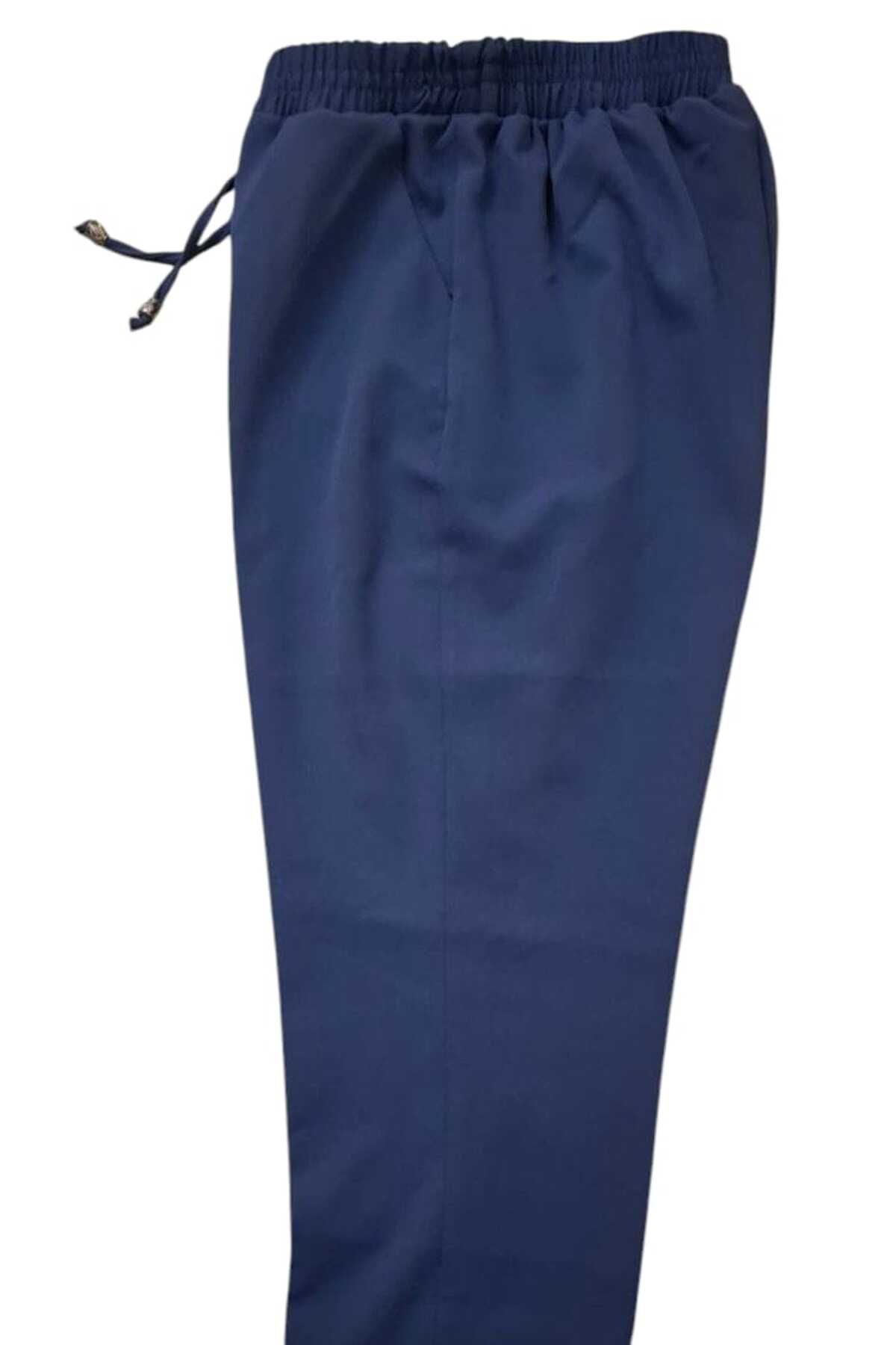 Fua Shop Kadın Büyük Beden Lastikli Bel Havuç Paça Kumaş Pantolon