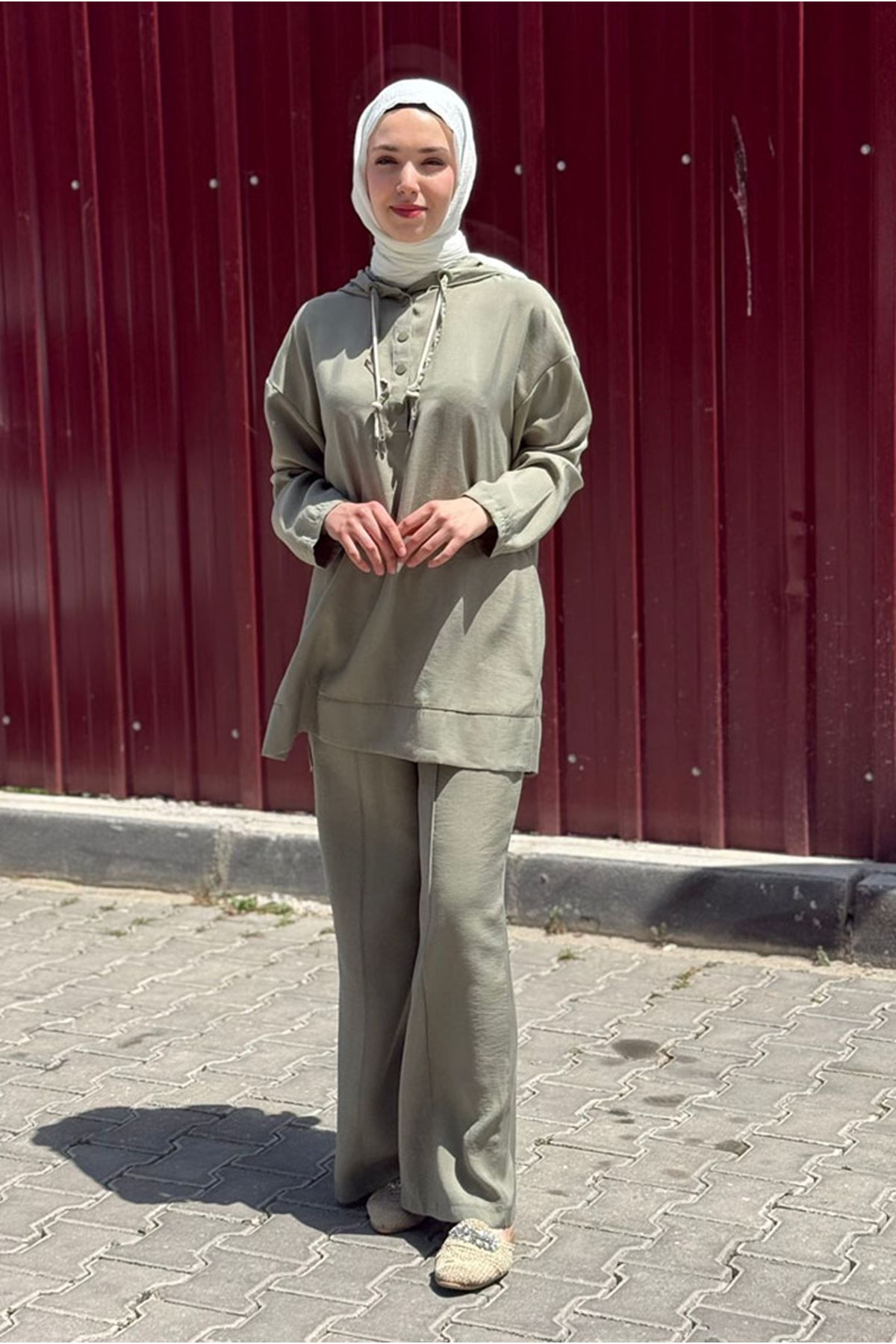 Moda Rosa 25Y7545 - HAKİ - PUANE KAPİŞONLU İKİLİ TAKIM