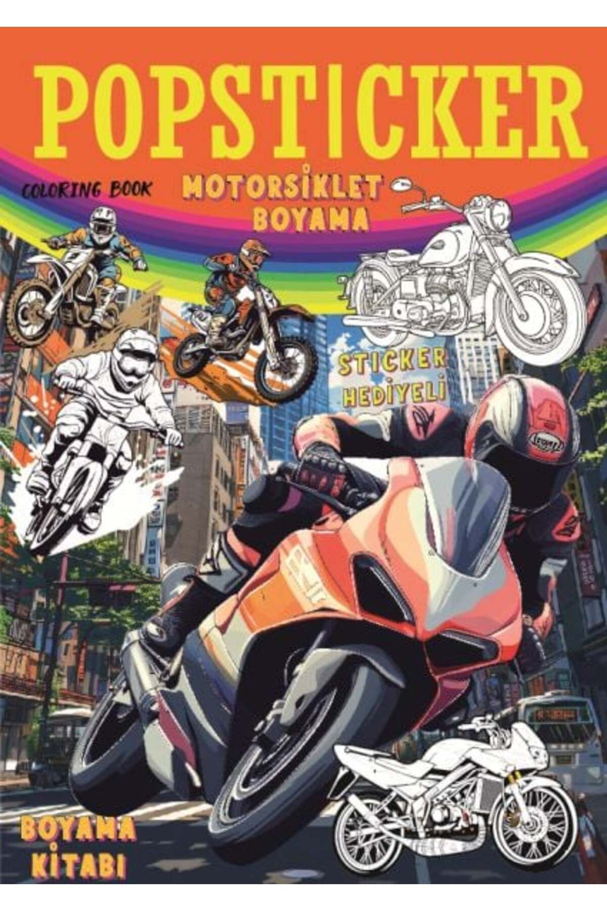 Karatay Yayınları Motorsiklet Boyama Kitabı Popsticker