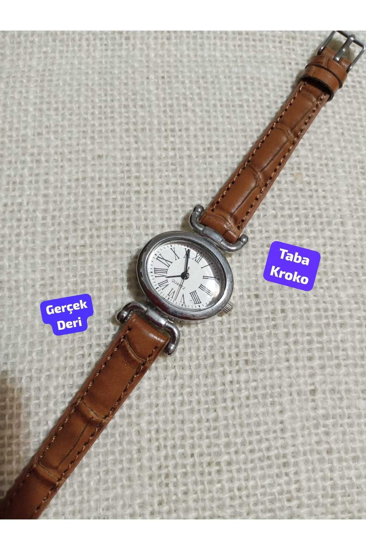 Brality GERÇEK DERİ KORDON... Kadın Oval Kol Saati Taba Renk Minimal Vintage Yeni Sezon GÜMÜŞ Kasa 0057