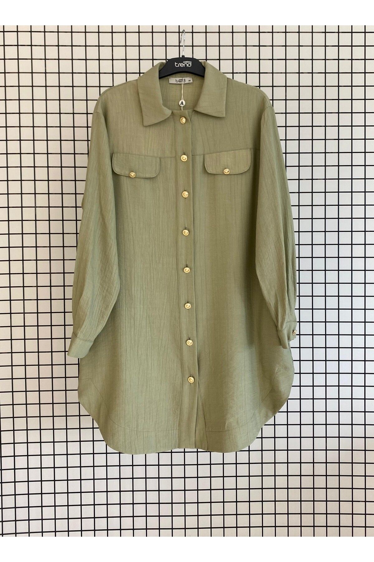 Armine Trend Düğmeli Sırt detaylı Yeni Tarz Çilek Kumaş Modern Tunik