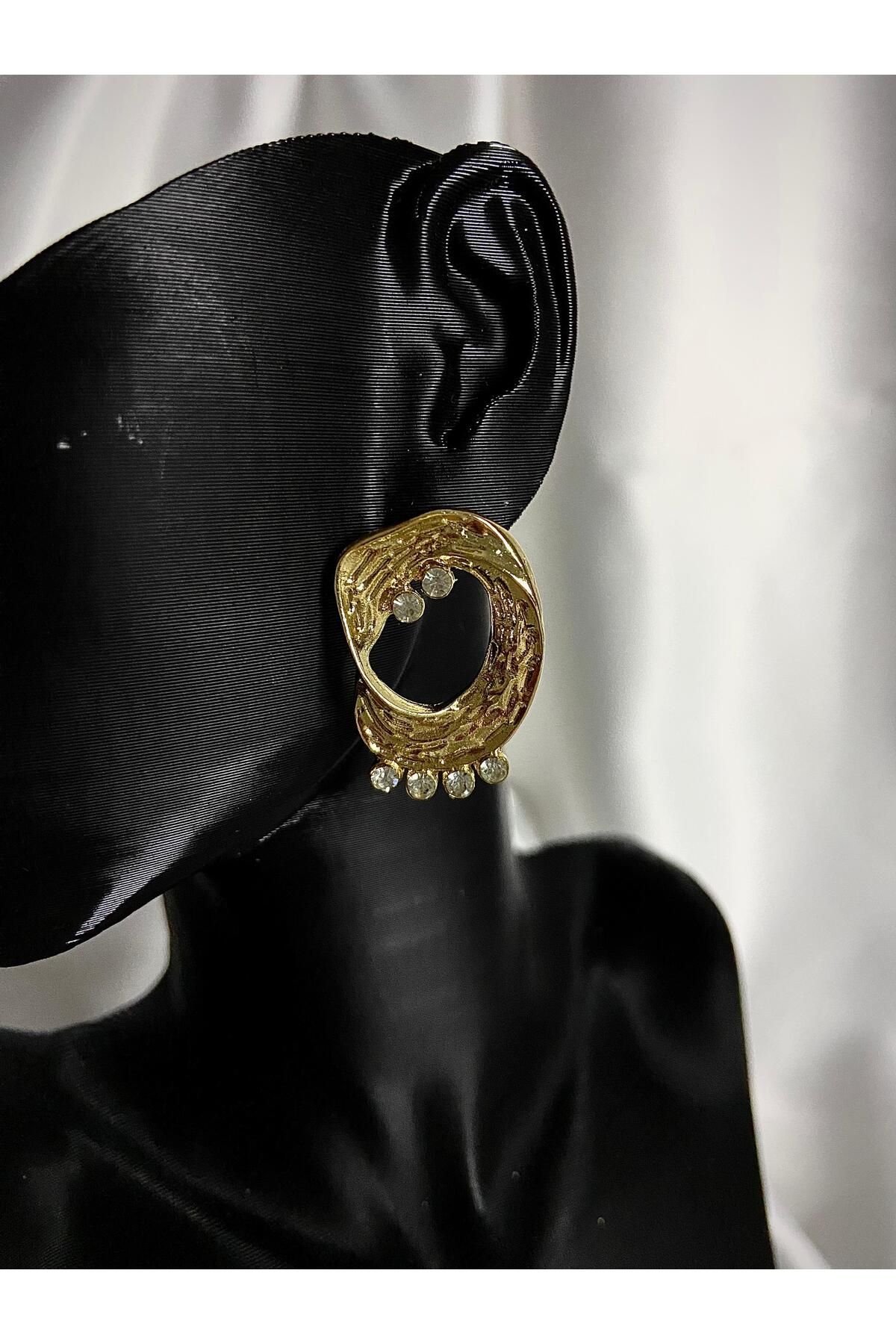 L'Atelier Aurelia GOLD TAŞLI DAİRE KÜPE