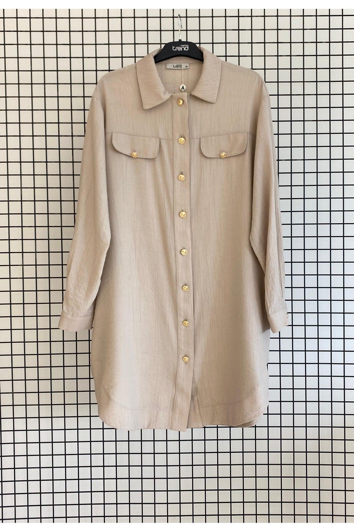Armine Trend Düğmeli Sırt detaylı Yeni Tarz Çilek Kumaş Modern Tunik