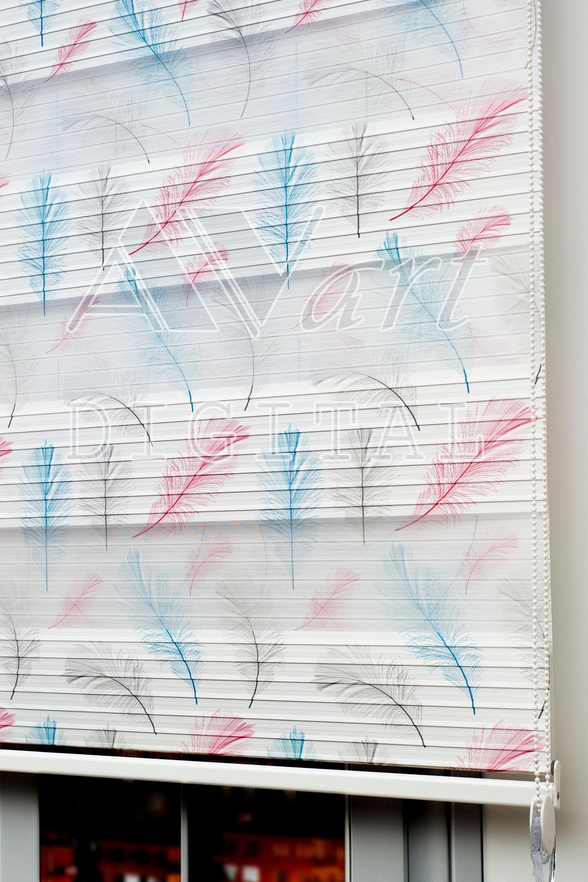 Avart Digital-Colorful Feather Printed Zebra Curtain - Colorful Feather - Digital Printed Zebra Curtain 2