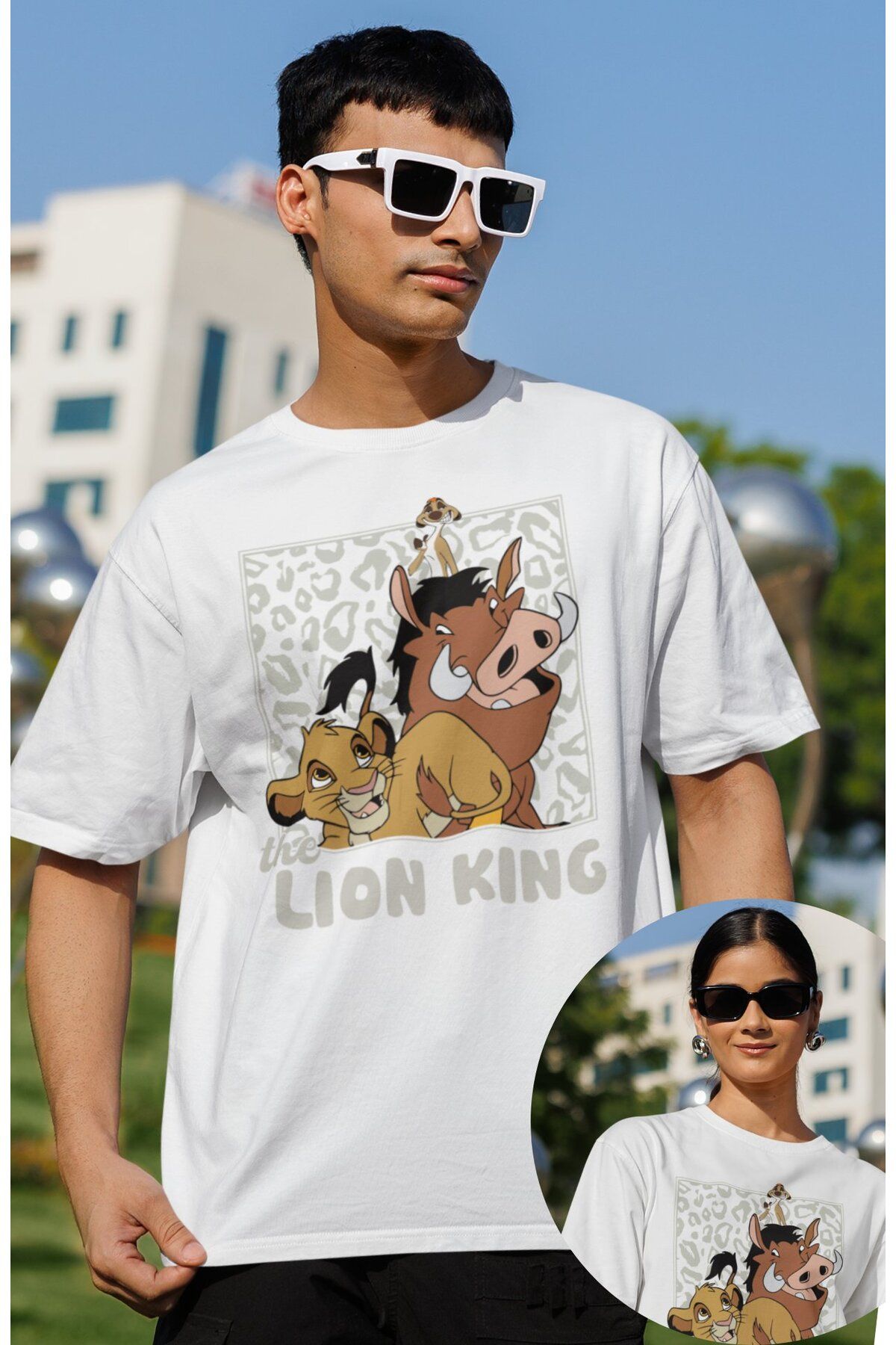 Fuddy Moda Unisex The Lion King Yazılı Tişört, Oversize Çizgi Film Aslan Kral Temalı T-Shirt