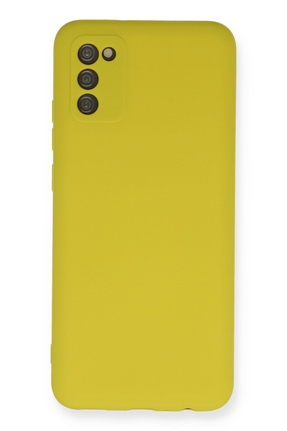 cepmoda Galaxy A02S Uyumlu  Cpmd içi kadife Soft-Nano Doku Kapak/Kılıf - SARI