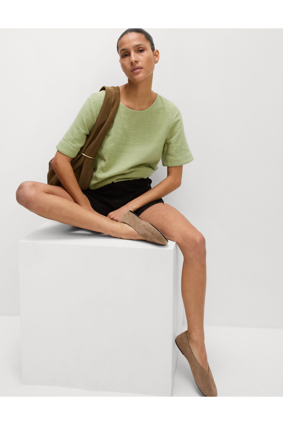 Marks & Spencer %100 Pamuklu Regular Fit Kısa Kollu Bluz