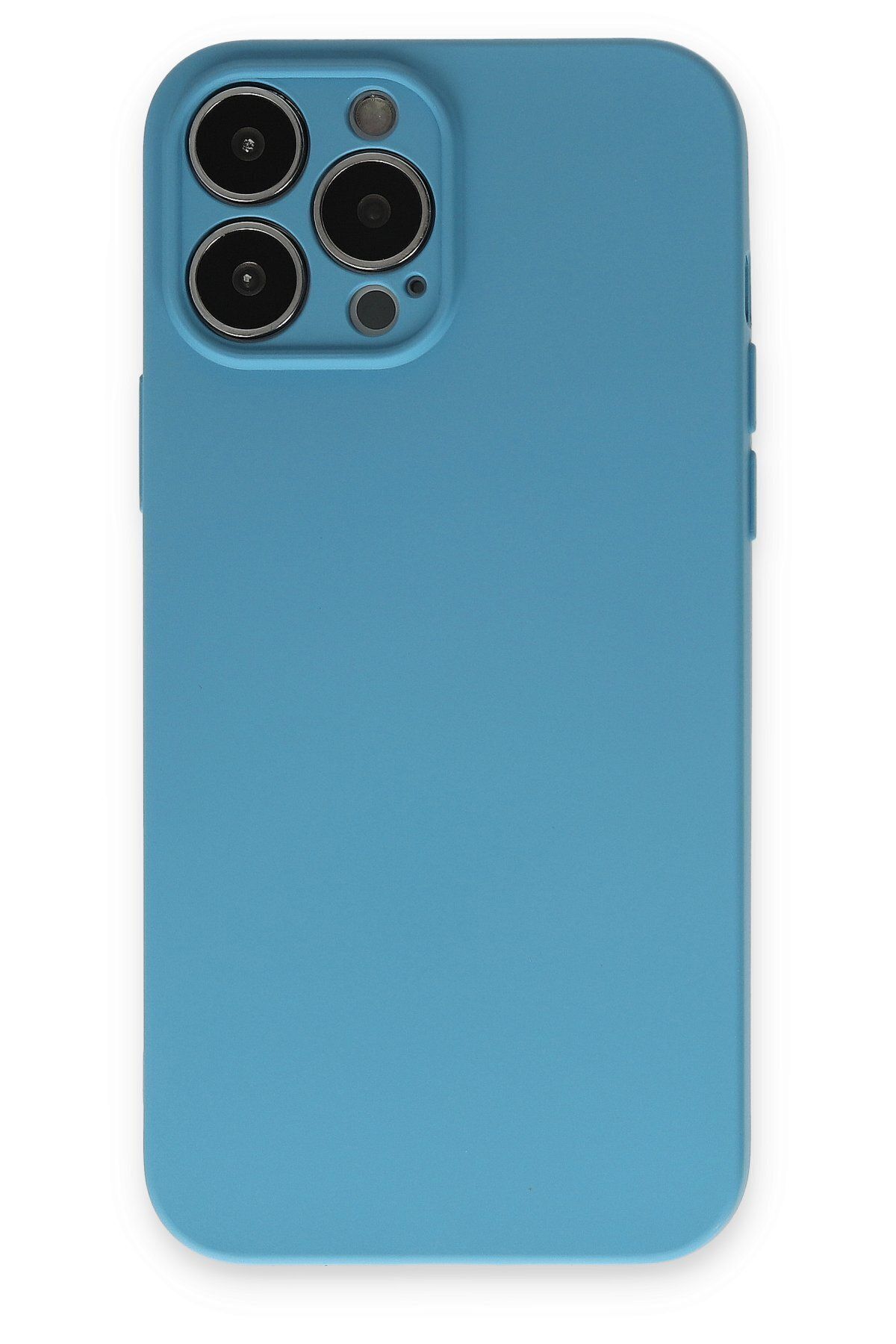 cepmoda iPhone 13 Pro - Cpmd içi kadife Soft-Nano Doku Kapak/Kılıf - MAVİ uyumlu