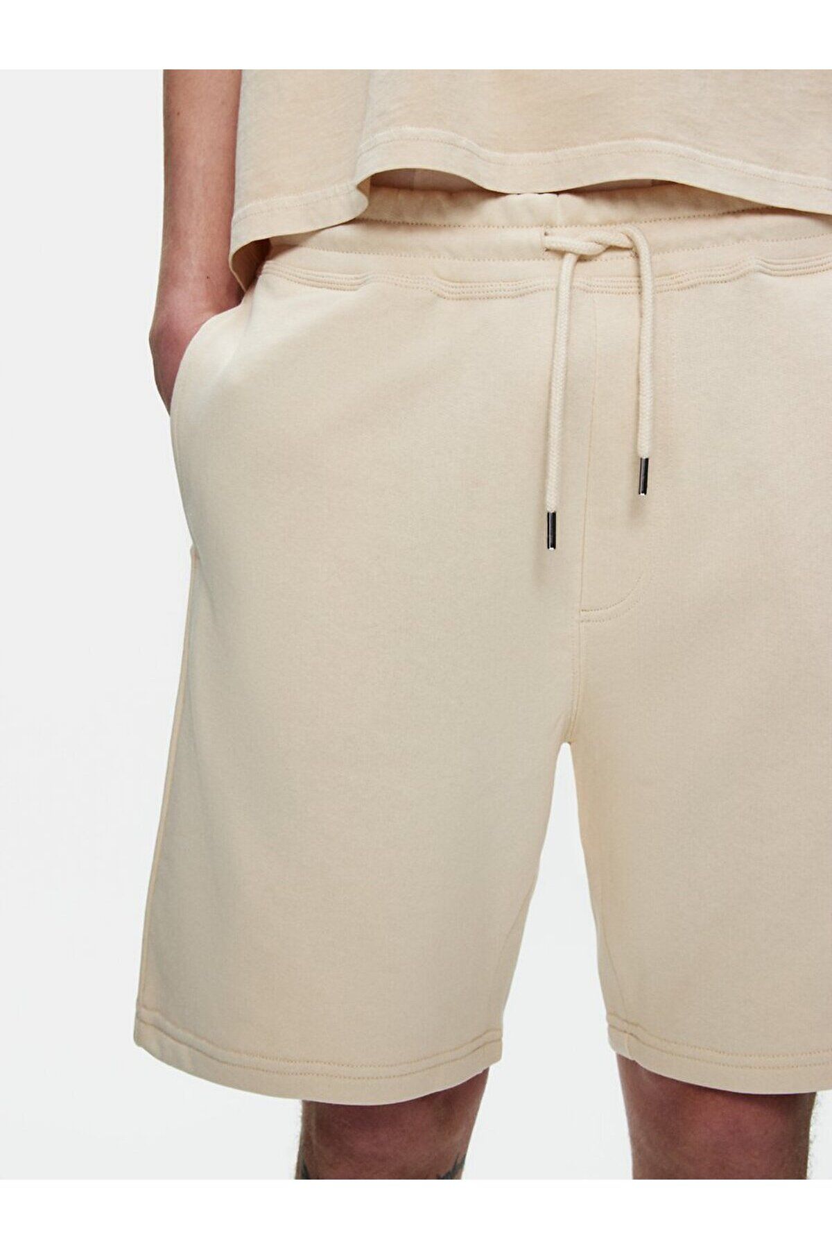 Ltb-Basic Text Printed Knitted Beige Shorts 4