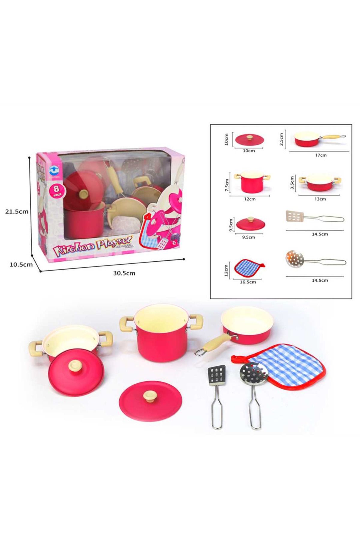 Art Tone KİTCHEN PEMBE EMAYE TENCERE TAVA MUTFAK SETİ 8 PARÇA 3+