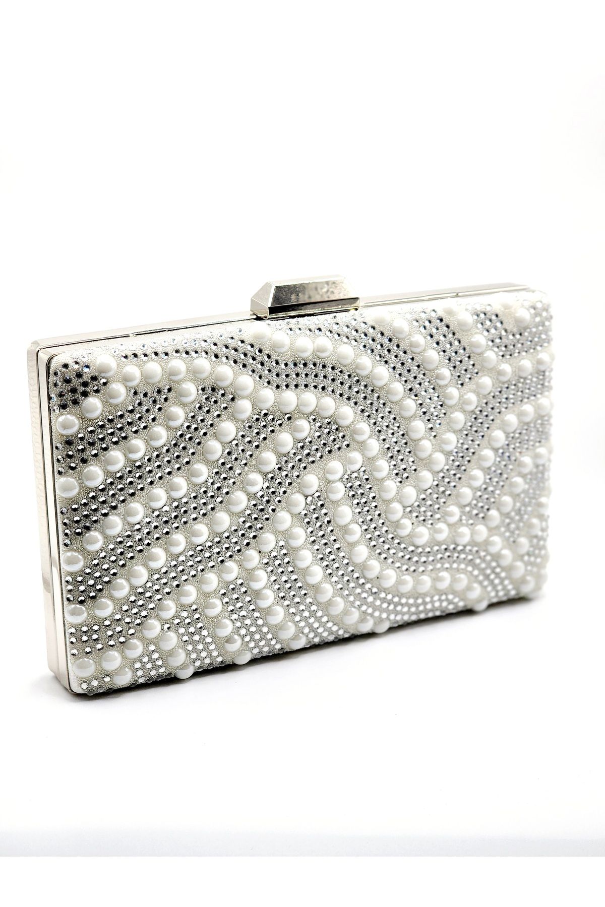 ARBABAG&ACCESSORY KIRIK BEYAZ SEDEFLİ KADIN ABİYE ÇANTA