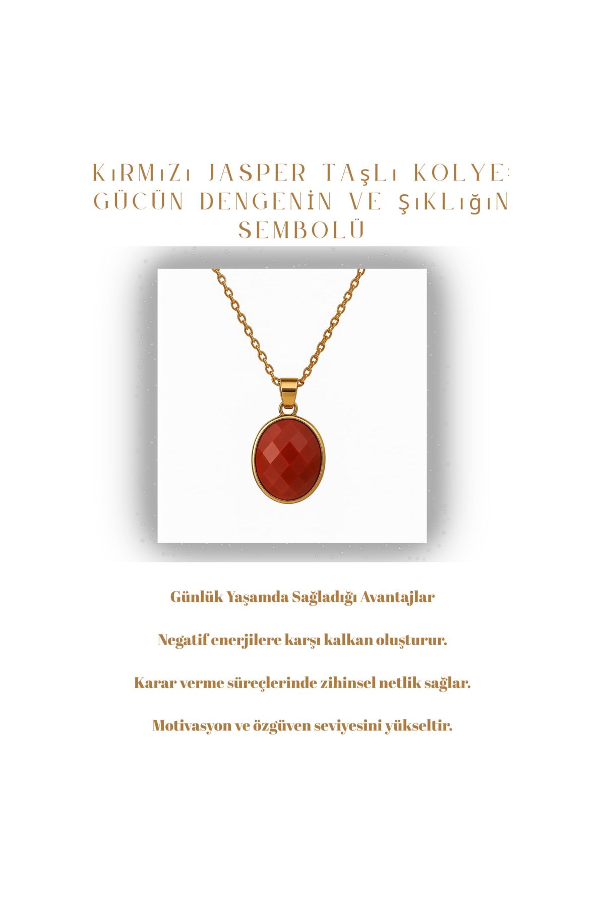 TAKI DERYASI Kırmızı Jasper Taşlı Kolye Gücün Dengenin ve Şıklığın Sembolü