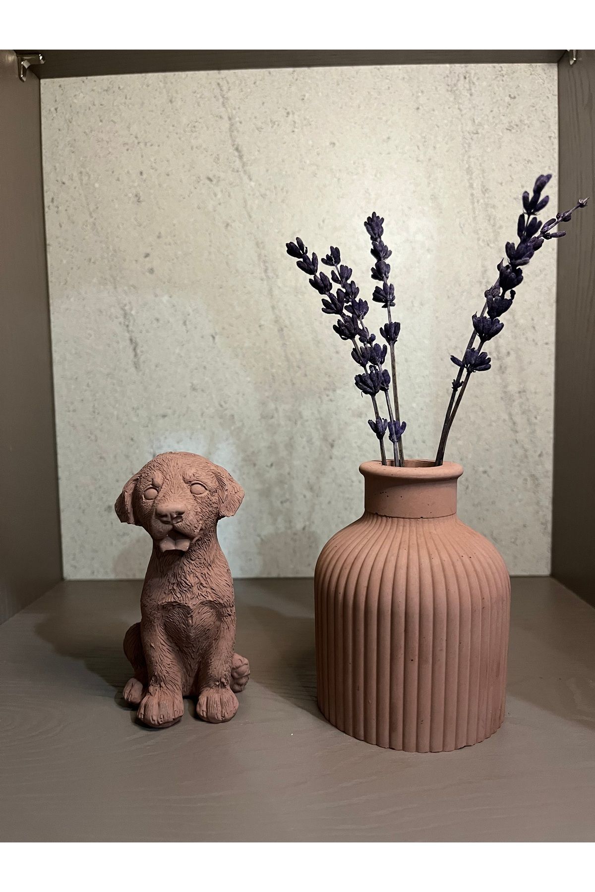 MUBİK 2’li biblo seti, köpek ve vazo, dekoratif süslükler