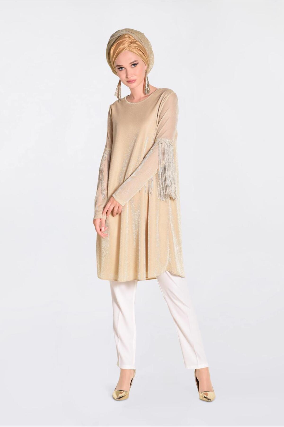 آلوینا تونیک اکلیلی با آستینهای چیندار ۴۳۲۴ آلوینا تونیک اکلیلی با آستینهای چیندار ۴۳۲۴