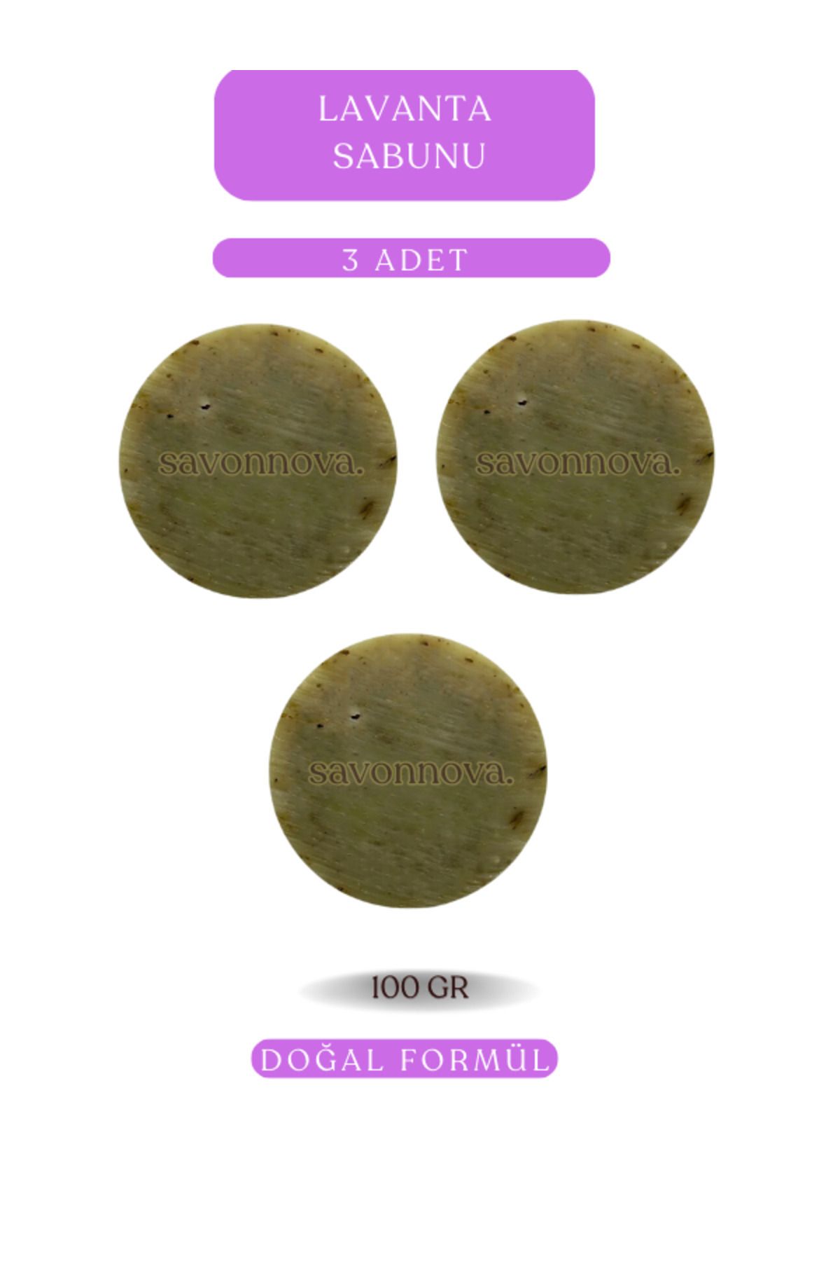 Kozmetigo Doğal Lavanta Sabunu, Kepeklenmeye Etkili, Kalıcı Yumuşaklık, Aromaterapi Etki İçin Sabun 3x100GR