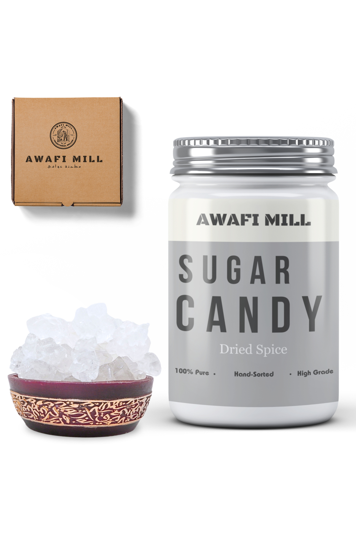 AWAFI MILL Sugar Candy | Crystal Rock Sugar - Bottle of 100 gram / 3.5 ...