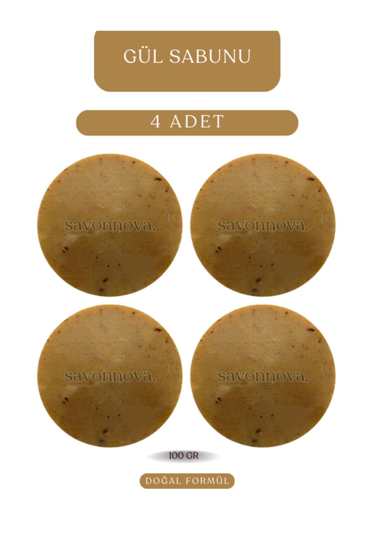 Kozmetigo Doğal Gül Sabunu, Cildi Onarıcı, Yenileyici, Makyaj Temizliği İçin Sabun 4X100 GR