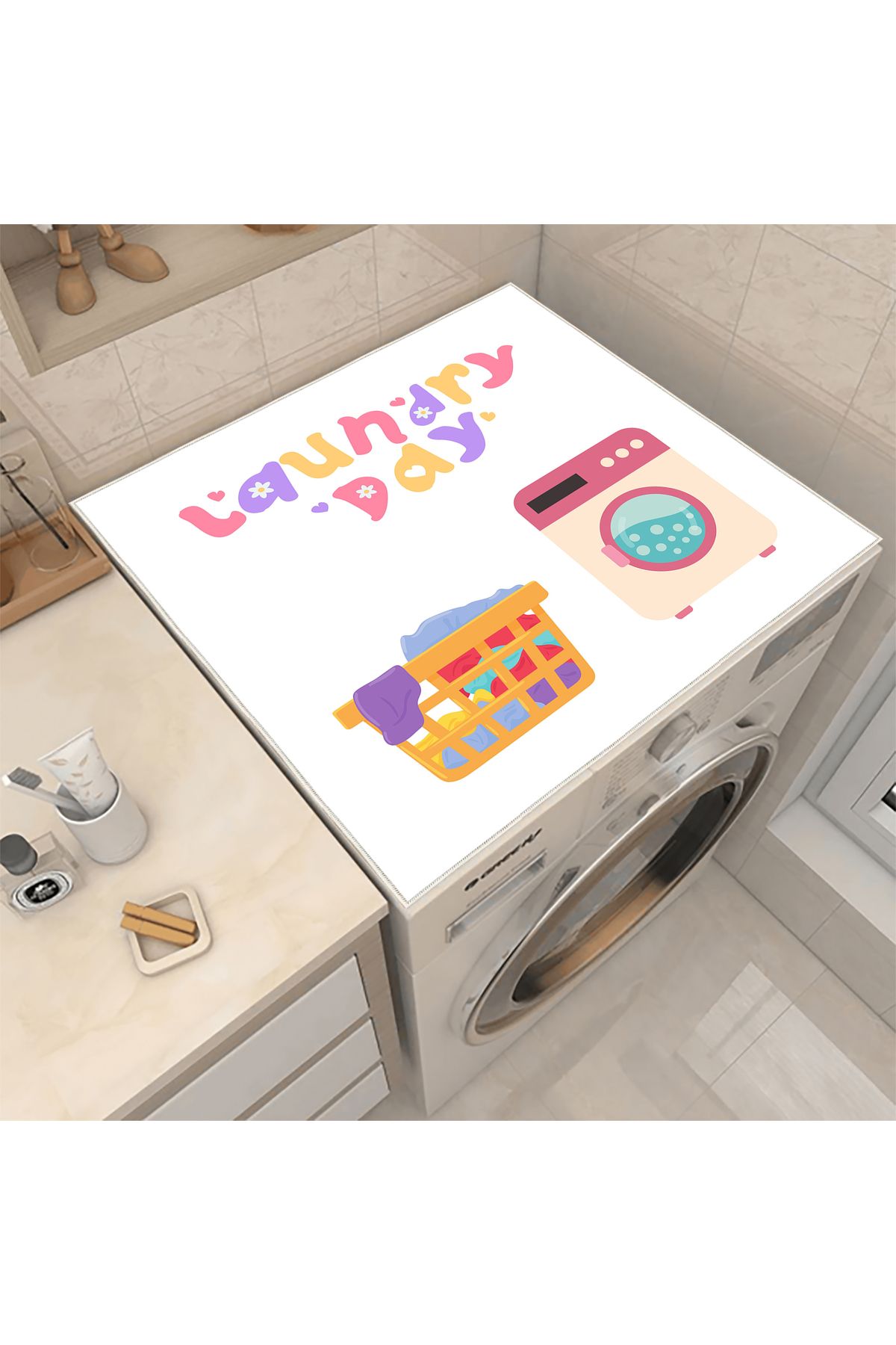 Nuva Home Çamaşır Makinesi Örtüsü Kurutma Makinesi Matı - Kaymaz Yıkanabilir Leke Tutmaz Su Geçirmez