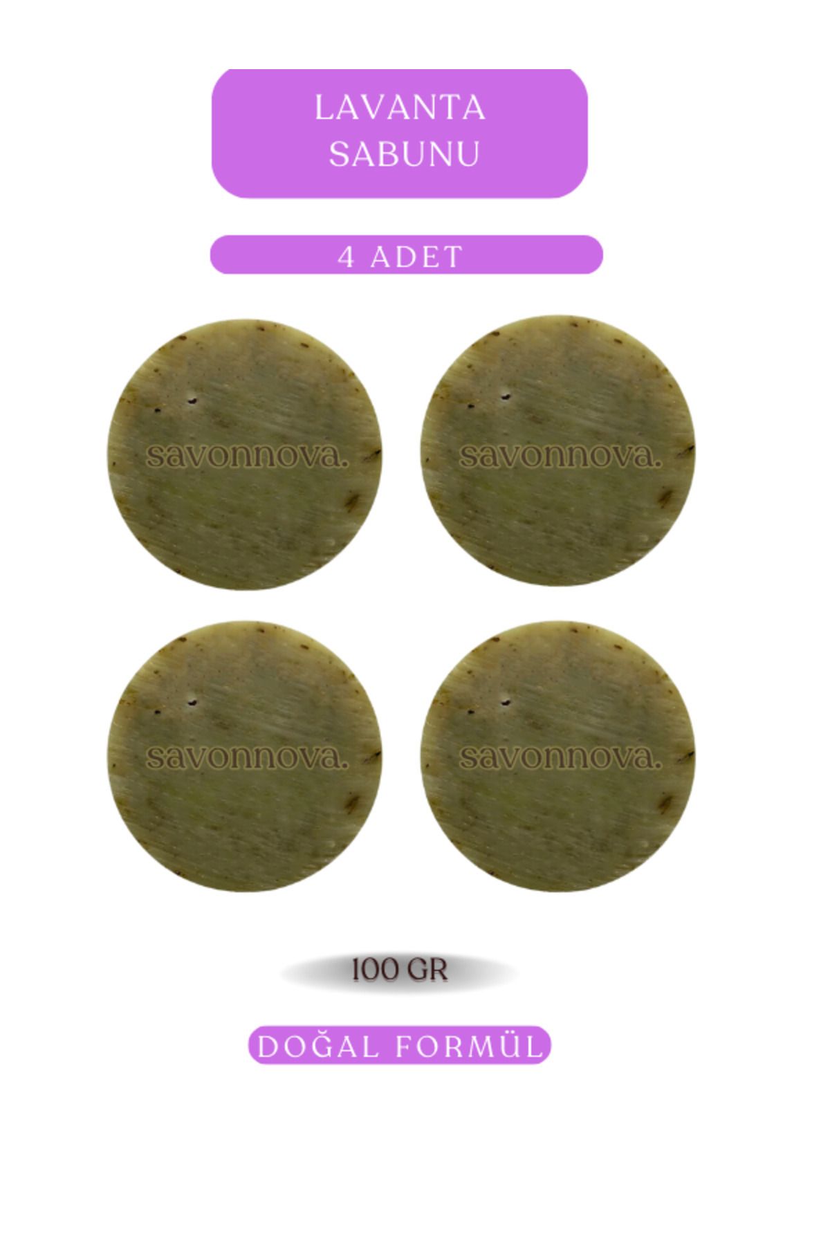 Kozmetigo Doğal Lavanta Sabunu, Kepeklenmeye Etkili, Kalıcı Yumuşaklık, Aromaterapi Etki İçin Sabun 4x100GR