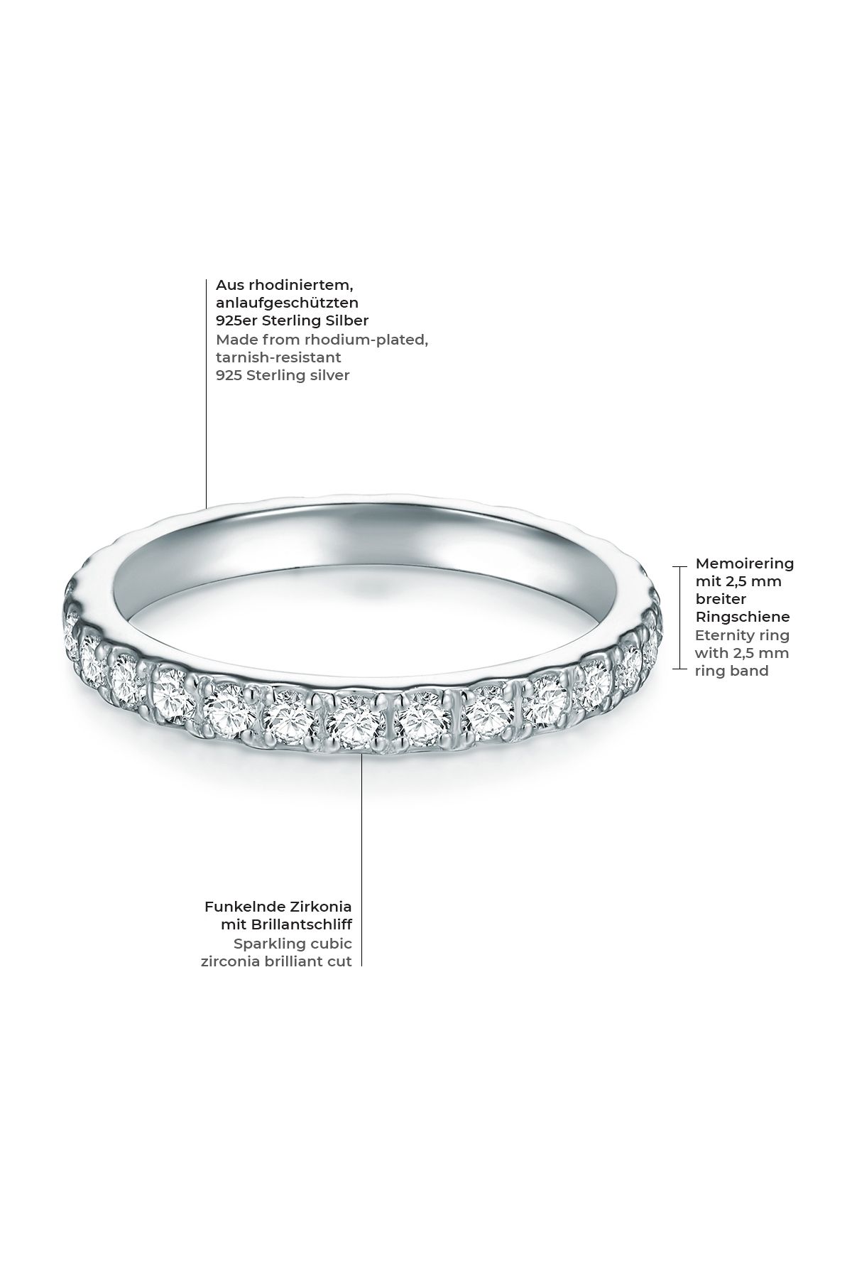 Trilani-Silberring Ring Sterling Silber Zirkonia Weiß 2