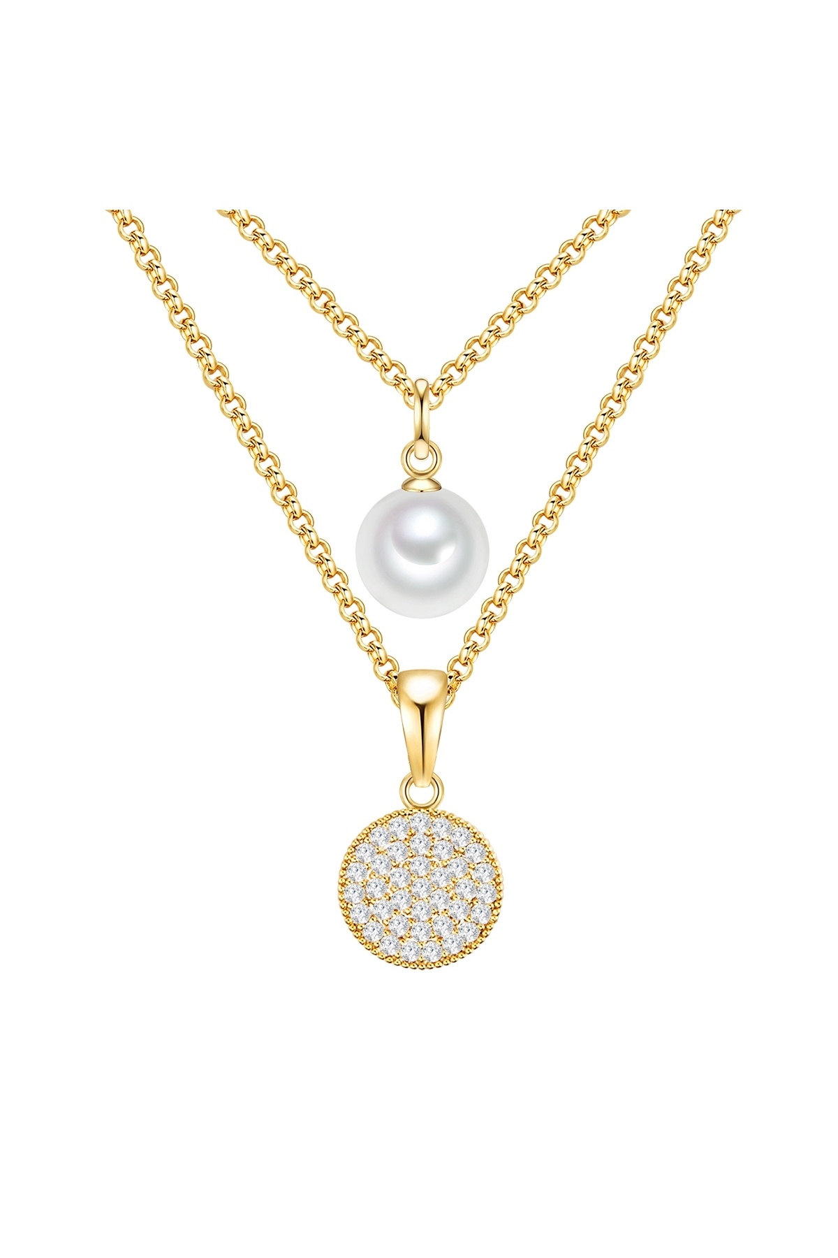 Lulu & Jane-Modeschmuckhalskette Kette gelbgold Synthetische Perle weiß Glas weiß 1