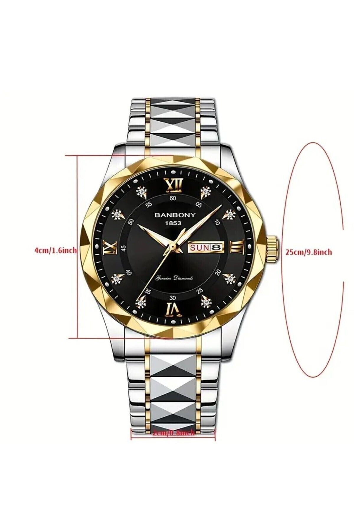 Banbao-Banbony Men's Multifunctional Stainless Steel Strap Watch with Roman Numerals, Calendar 4