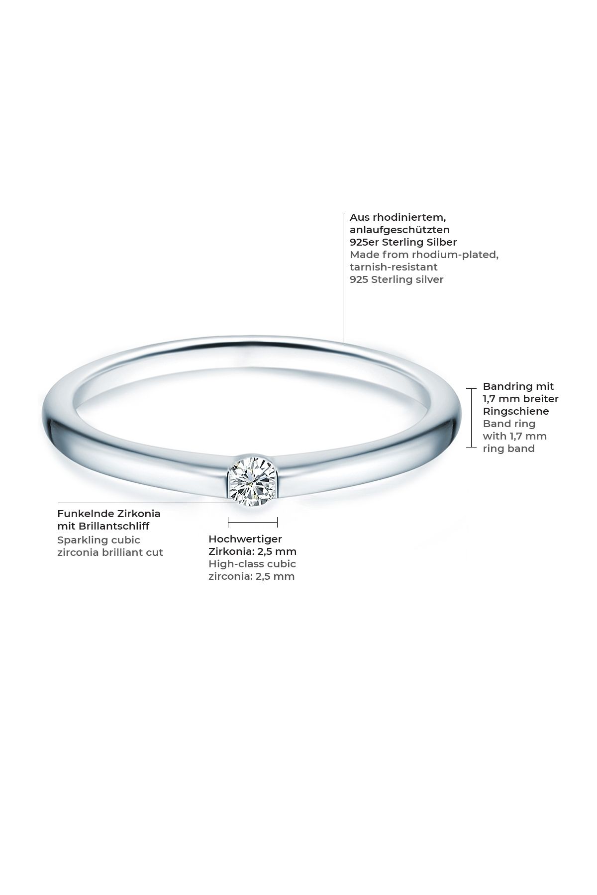 Trilani-Silberring Ring Sterling Silber Zirkonia Weiß 2