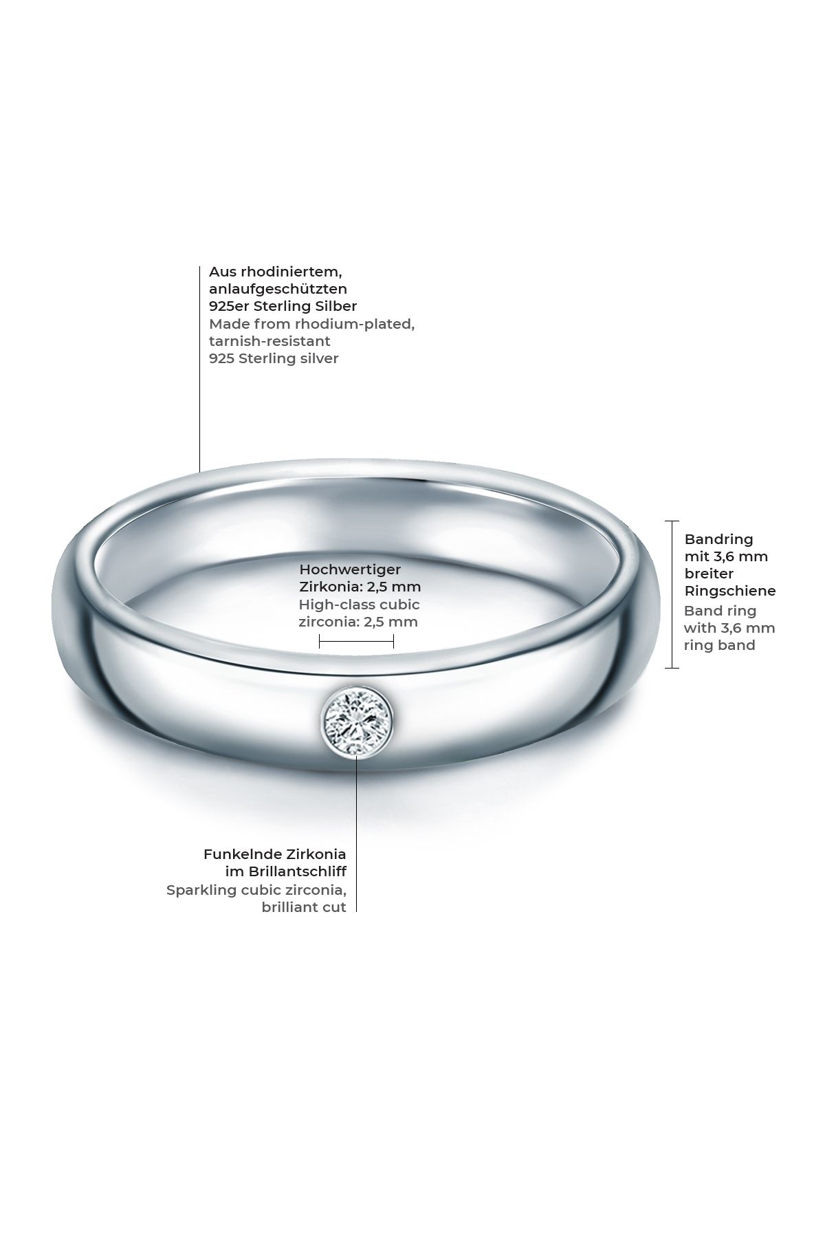 Trilani-Silberring Ring Sterling Silber Zirkonia Weiß 2