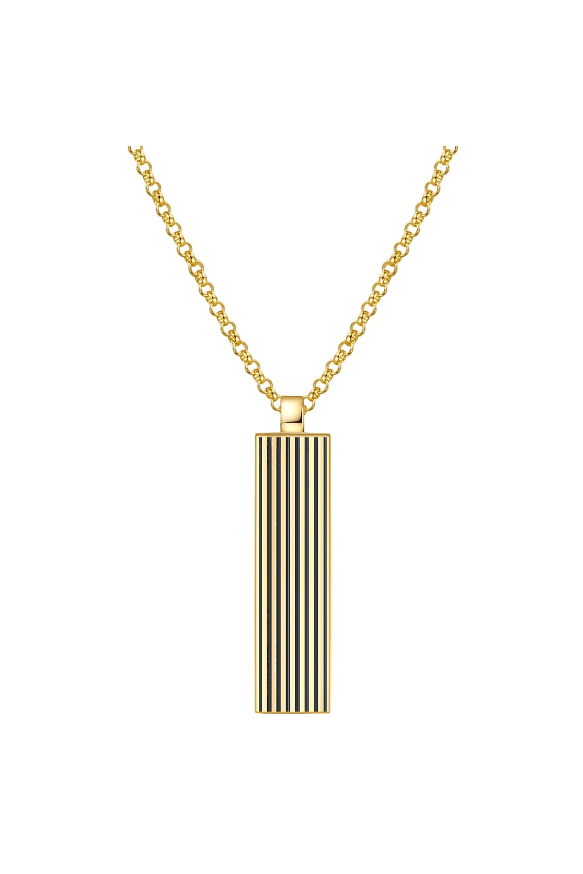 Männerglanz-Silberhalskette Kette mit Anhänger Sterling Silber gelbgold Emaillschwarz 3