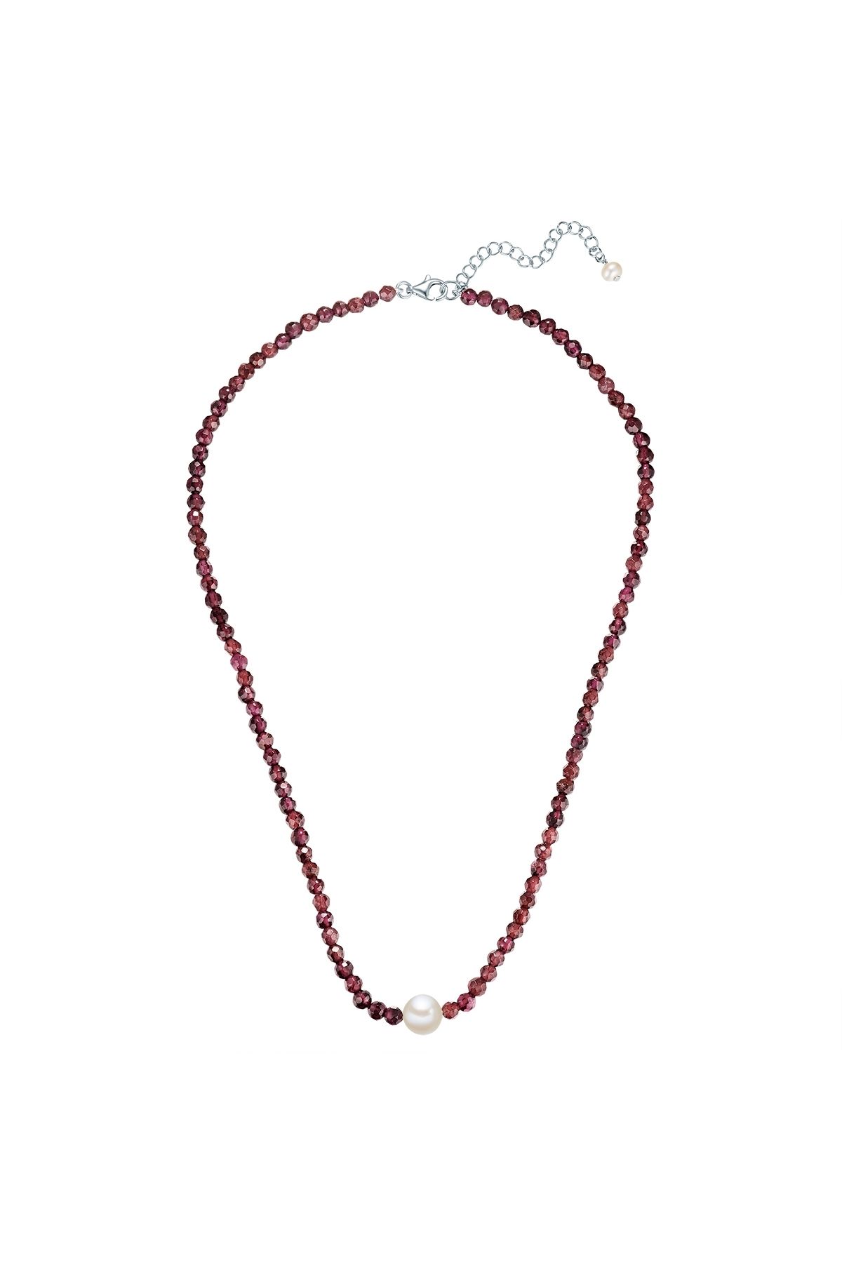 Valero Pearls-Perlenhalskette Kette Sterling Silber Süßwasser-Zuchtperle weiß Granat rot 3