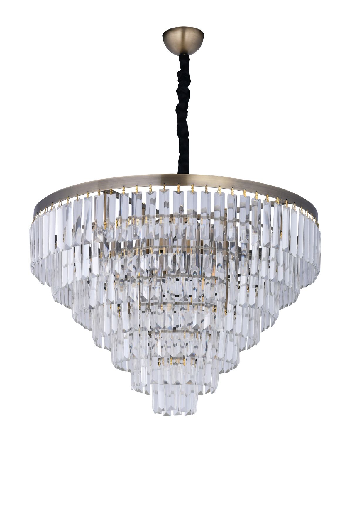 Avizemoda Linsa 65 Cm'lik Kristal Cam Taşlı Lüks Avize - (Eskitme Kaplam)
