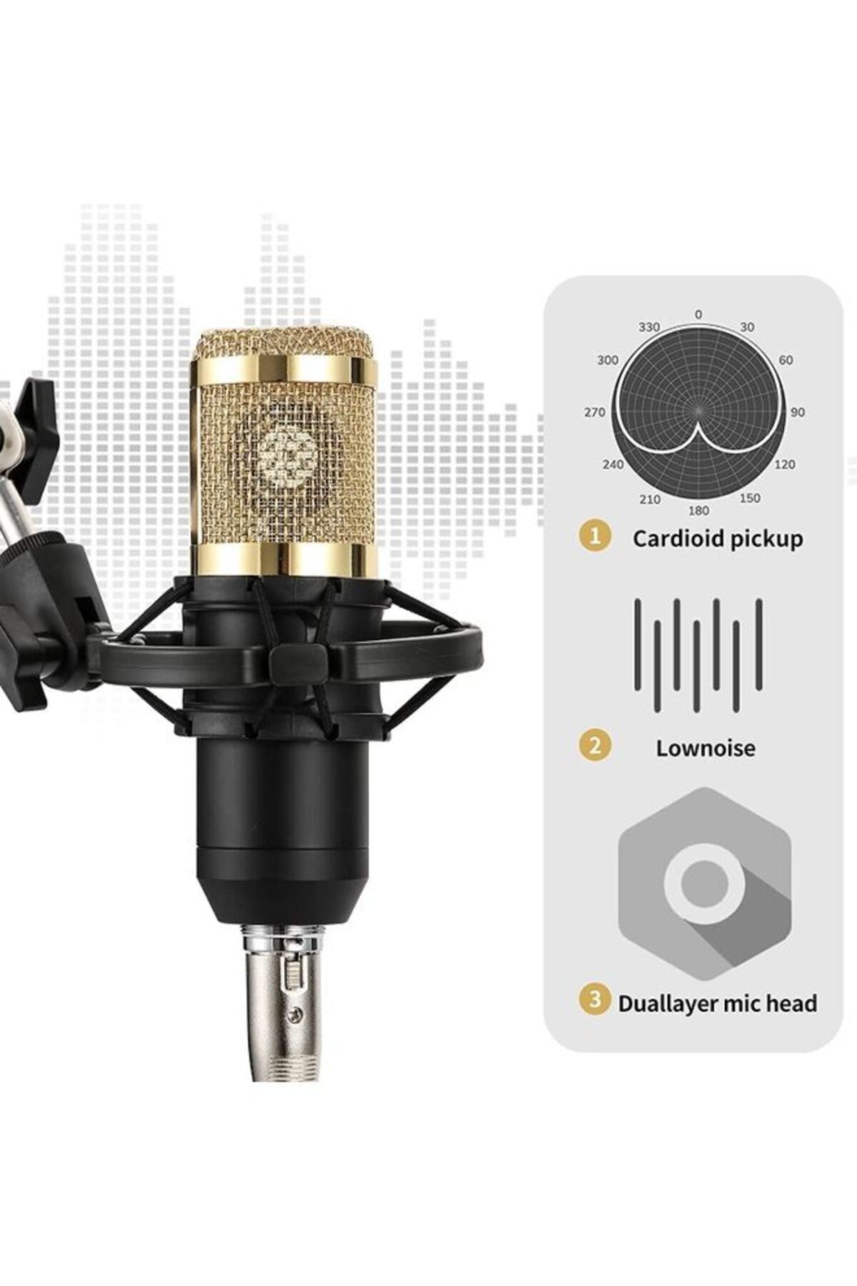 fulina-Gold condenser microphone set, 120kHz high-speed sampling, with sound card, suitable for KTV 3