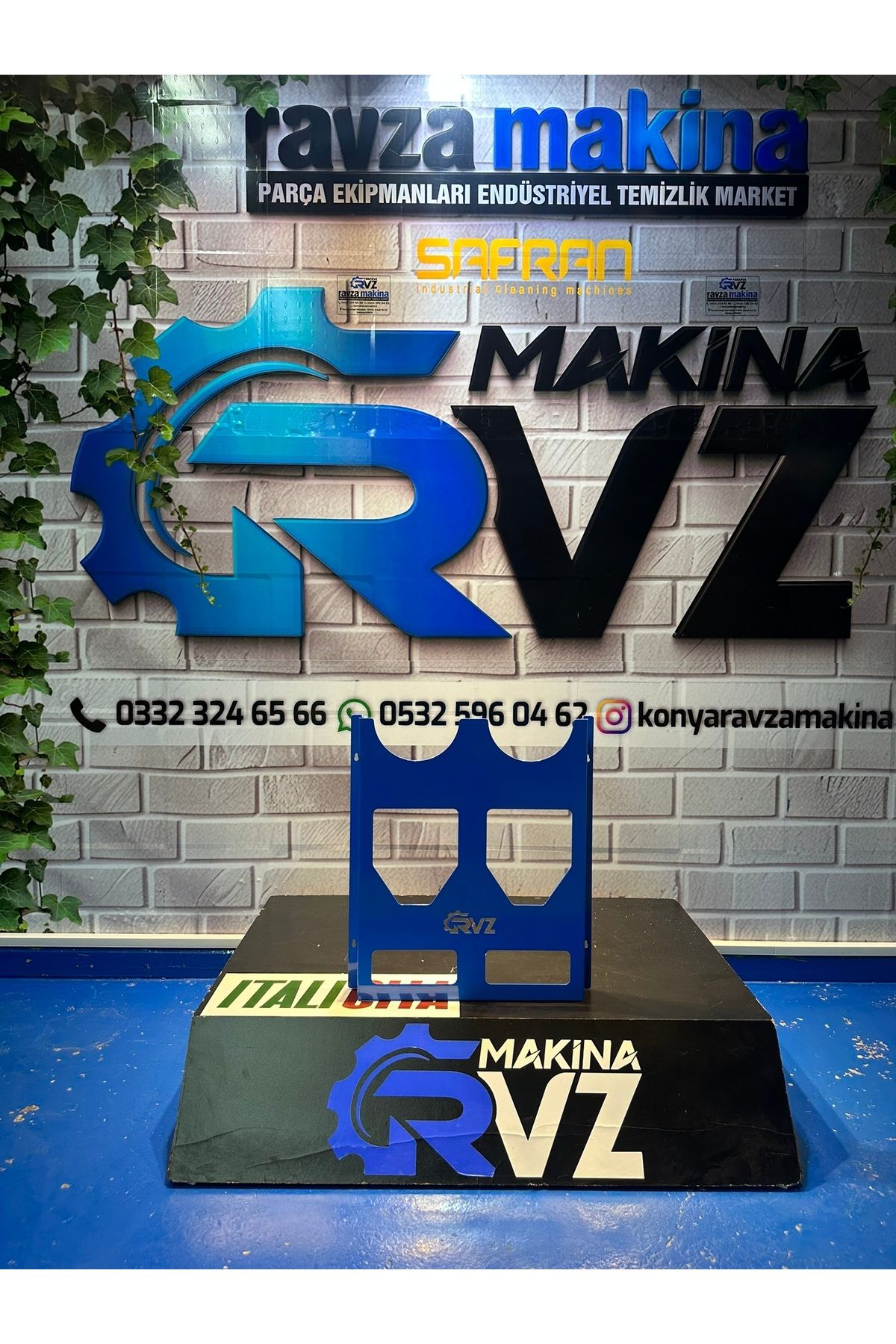 Ravza Makina Çifli Polisaj Makine Standı - Mavi Renk / Oto Detailing Metal Düzenleyici