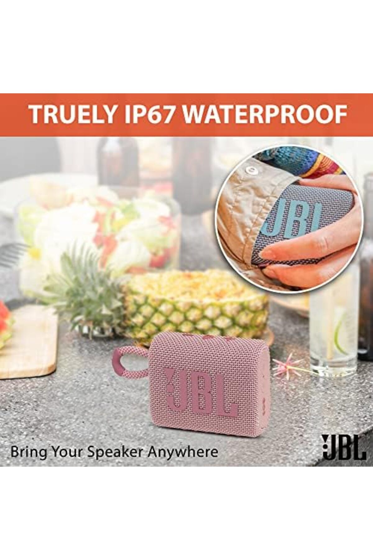 JBL-Boomph Go 3 Portable Speaker, Waterproof Bluetooth Dustproof Built-in Battery - Blue 4