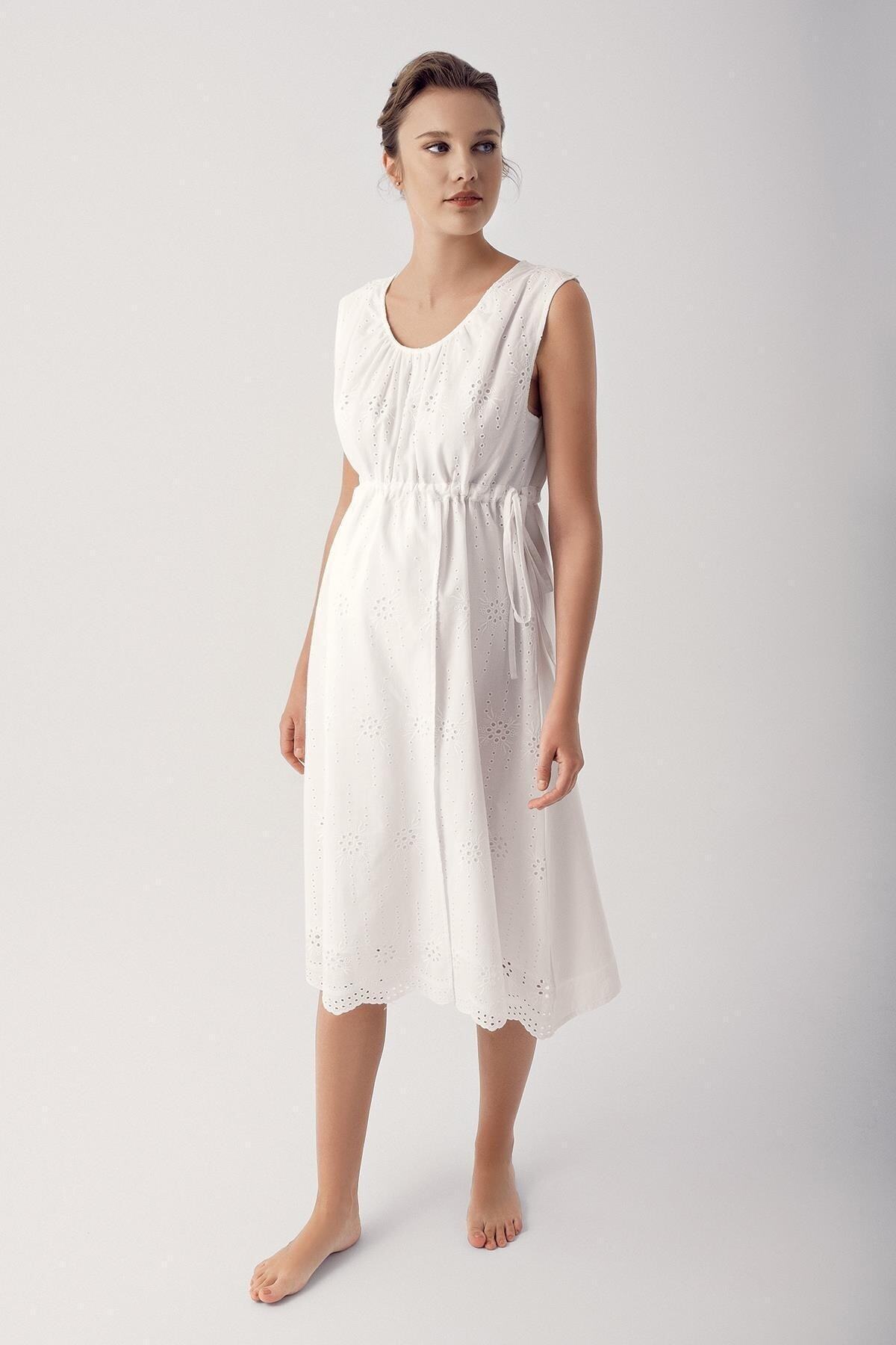 Artış Dokuma Pamuklu Askılı Hamile Gecelik Sabahlık Takım fotoğrafı 4 (önizleme)