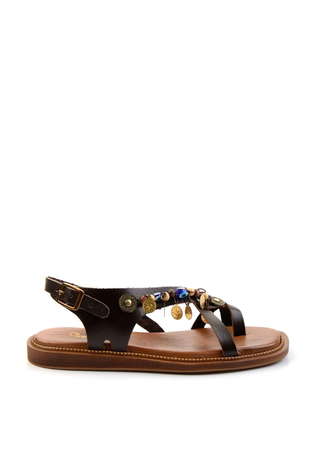 Bambi Kahve Leather Kadın Sandalet K05465048703
